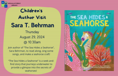 Poster for Children's Author Visit from Sara T. Behrman